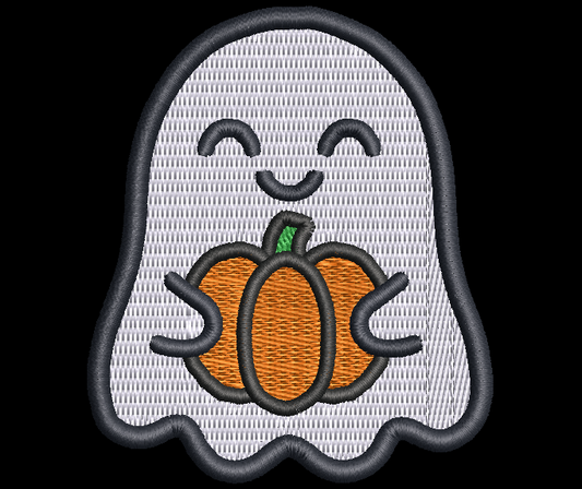 Cute Pumpkin Ghost Halloween Embroidery Design, 10 Sizes Included