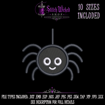 Cute Spider Halloween Embroidery Design, 10 Sizes Included