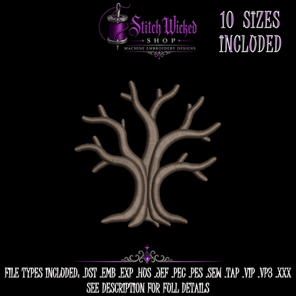 Cute Spooky Tree Halloween Embroidery Design, 10 Sizes Included