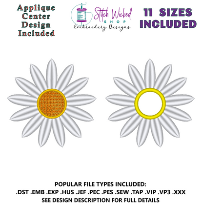 Daisy Machine Embroidery Design, Daisy Applique Design Design Included