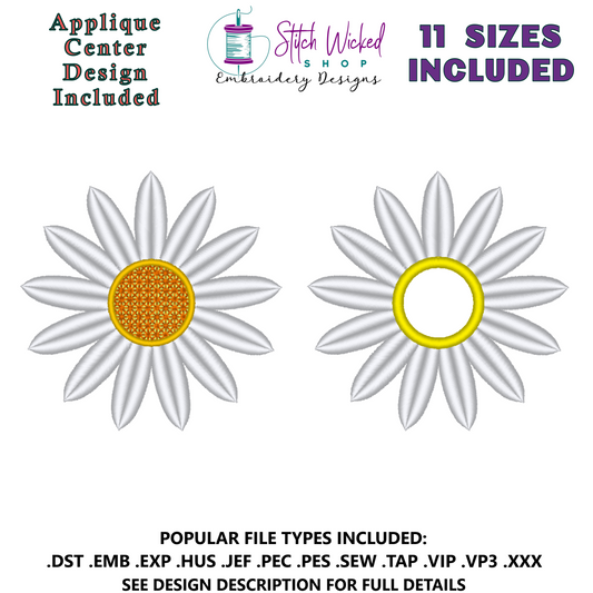 Daisy Machine Embroidery Design, Daisy Applique Design Design Included
