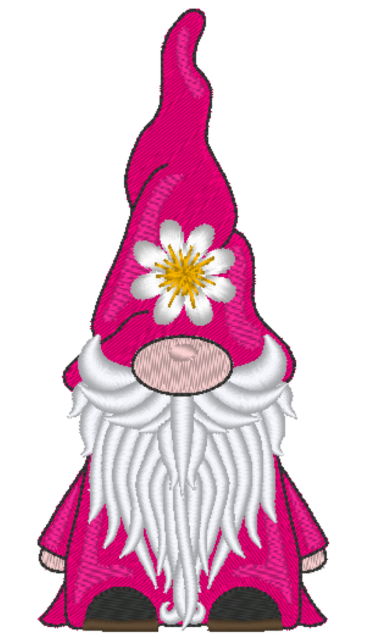 Gnome Machine Embroidery Design, Gnome with Daisy Hat