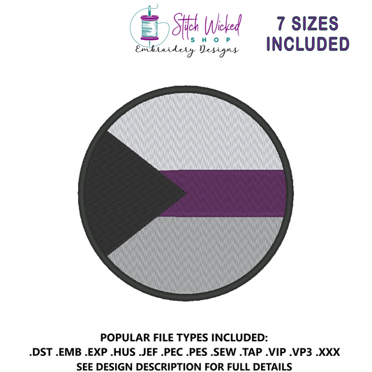 Demisexual Circle Pride Flag Embroidery Design, Circle Pride Flag Patch, 7 Sizes Included