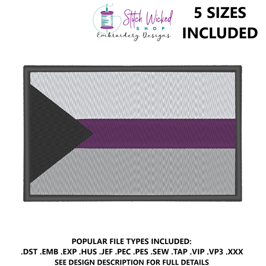 Demisexual Pride Flag Machine Embroidery Design, LGBTQ Pride Flag