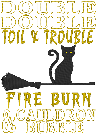 Double Double Toil and Trouble Kitchen Towel Halloween Embroidery Design