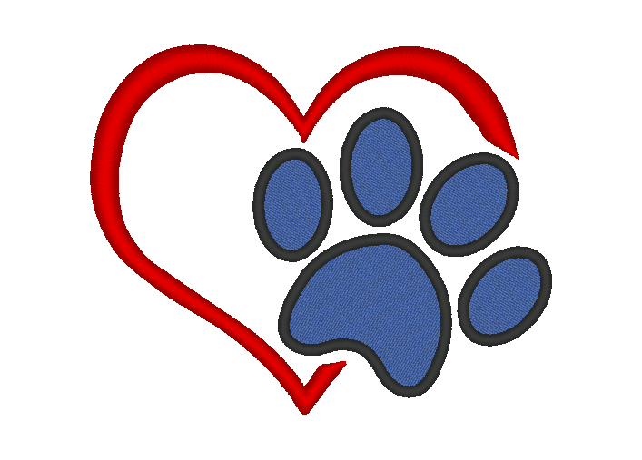 Puppy Dog Paw Print Heart Machine Embroidery Design - Stitch Wicked Shop