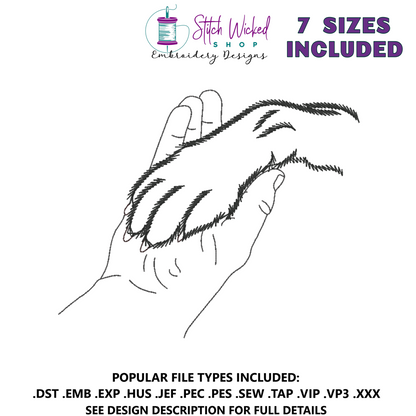 Dog Paw In Hand Machine Embroidery Design