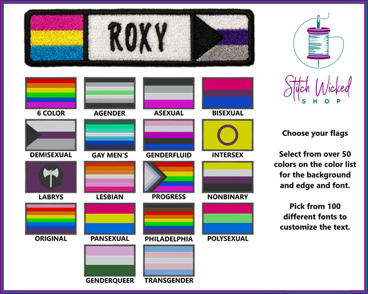 Custom Name Double Pride Flag Patch, Custom Pride Name Tag