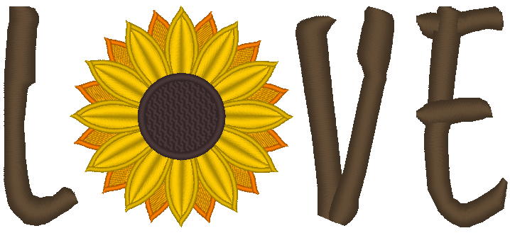 Love With Sunflower Machine Embroidery File, Uppercase Letters