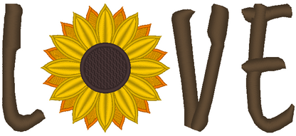 Love With Sunflower Machine Embroidery File, Uppercase Letters
