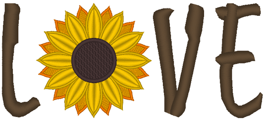Love With Sunflower Machine Embroidery File, Uppercase Letters