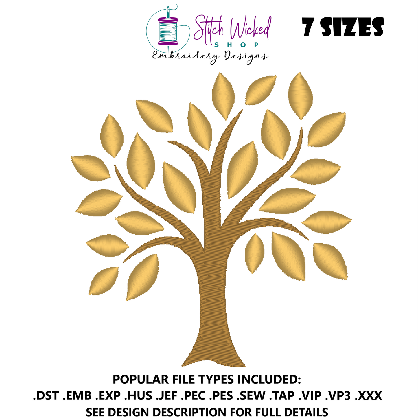 Elegant Tree Machine Embroidery Design