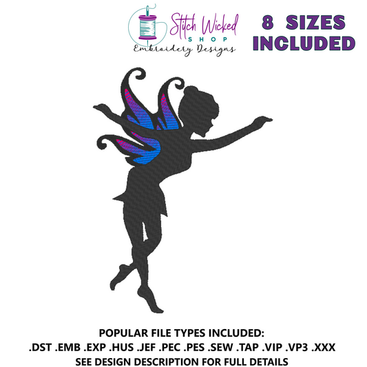 Fairy Silhouette Machine Embroidery Design, Fairy 2