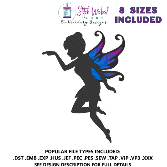 Fairy Silhouette Machine Embroidery Design, Fairy 3