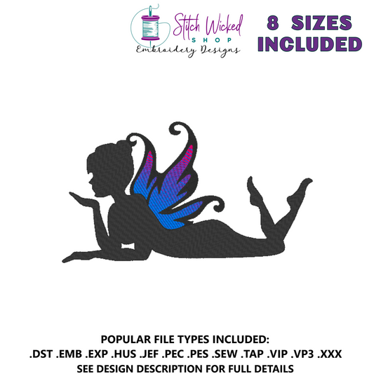 Fairy Silhouette Machine Embroidery Design, Fairy 5
