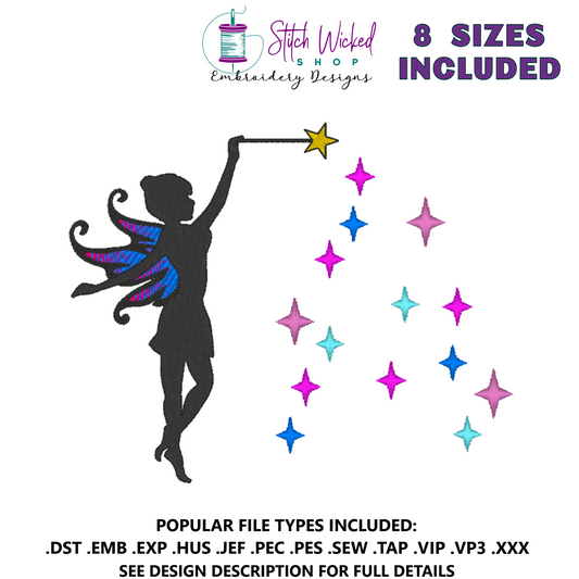 Fairy Silhouette Embroidery Design, Fairy Silhouette 1