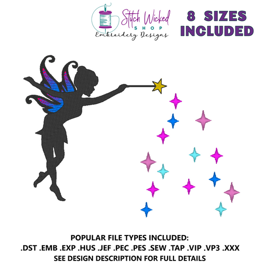 Fairy Silhouette Embroidery Design, Fairy Silhouette 2