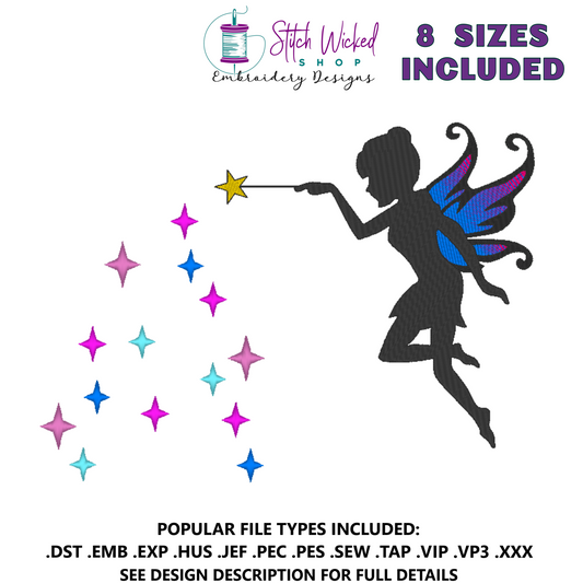 Fairy Silhouette Embroidery Design, Fairy Silhouette 3