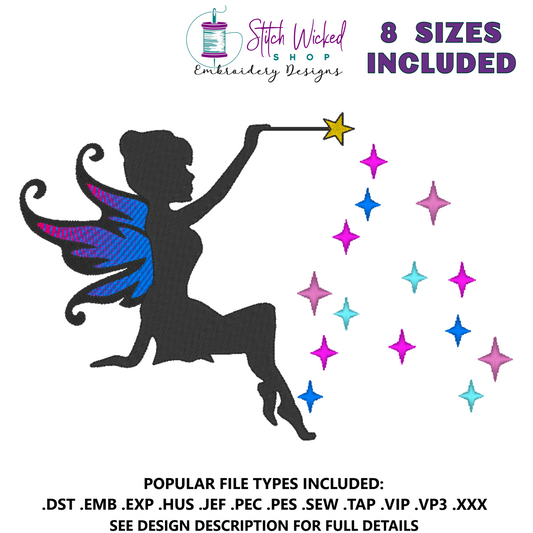 Fairy Silhouette Embroidery Design, Fairy Silhouette 4