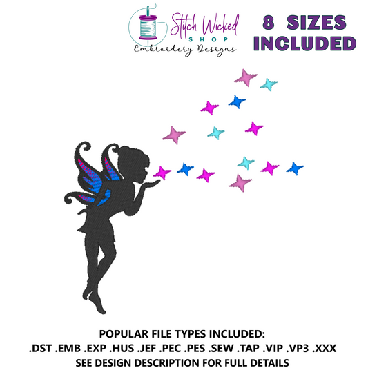 Fairy Silhouette Embroidery Design, Fairy Silhouette 6