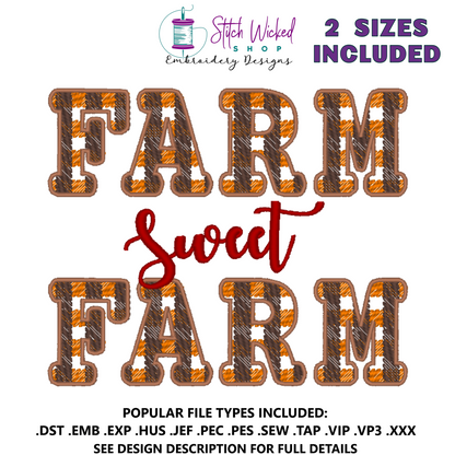 Farm Sweet Farm Machine Embroidery Design