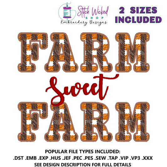 Farm Sweet Farm Machine Embroidery Design