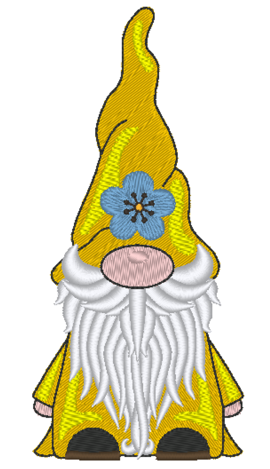 Gnome Machine Embroidery Design, Gnome with Flower Hat