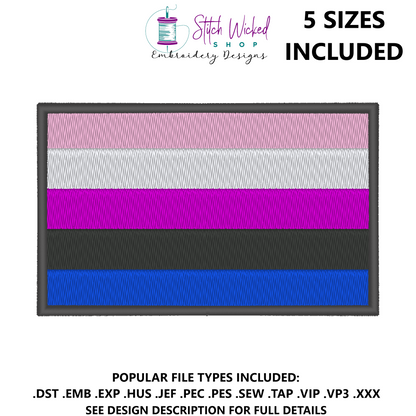 Genderfluid Pride Flag Machine Embroidery Design, LGBTQ Pride Flag