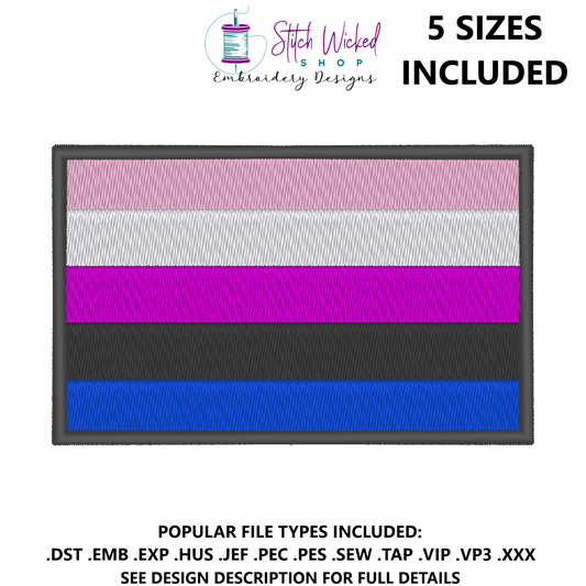 Genderfluid Pride Flag Machine Embroidery Design, LGBTQ Pride Flag