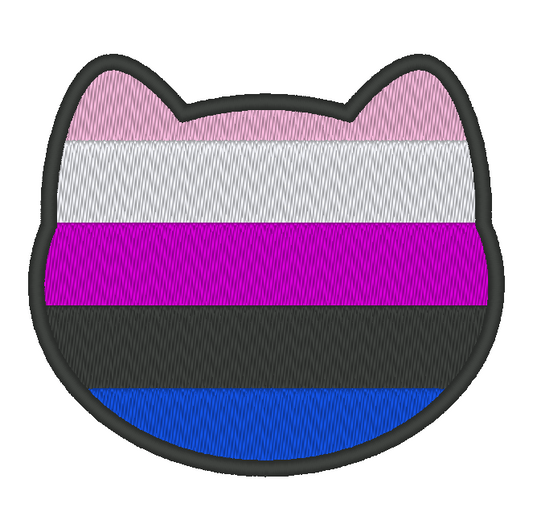 Genderfluid Purride Flag Embroidery Design, Cat Pride Flag Patch, 7 Sizes Included