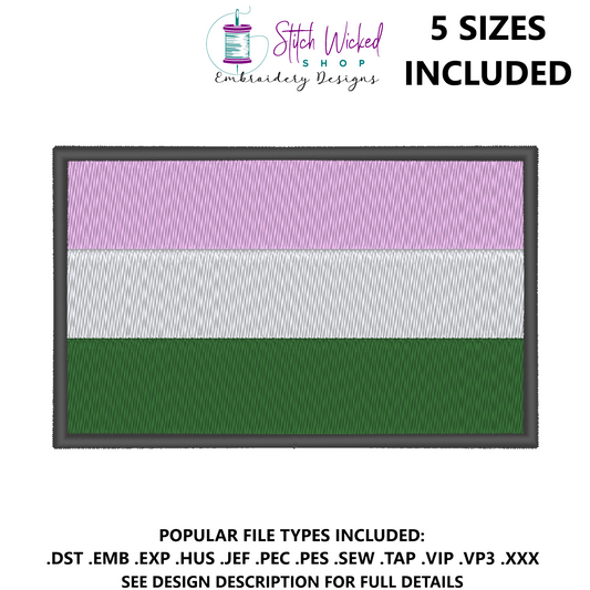 Genderqueer Pride Flag Machine Embroidery Design, LGBTQ Pride Flag