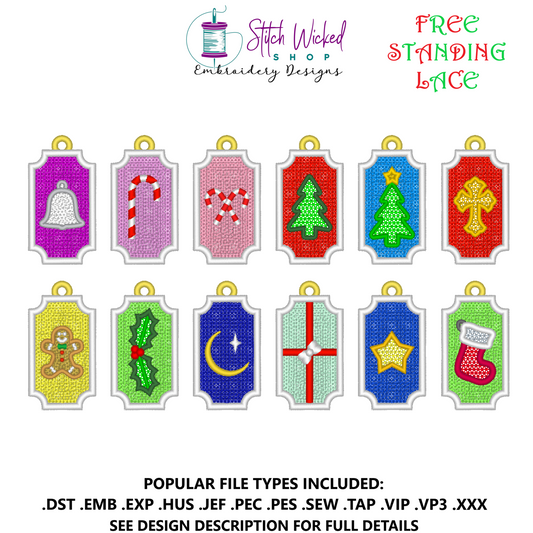 Free Standing Lace Gift Tag Ornament Design Bundle, FSL Christmas Decorations
