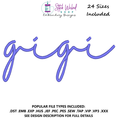 Gigi Script Sweatshirt Embroidery Design