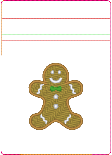 In the Hoop Bag Embroidery Design, Gingerbread Man 5X7 Fully Lined ITH Zipper Bag (No Exposed Seams)