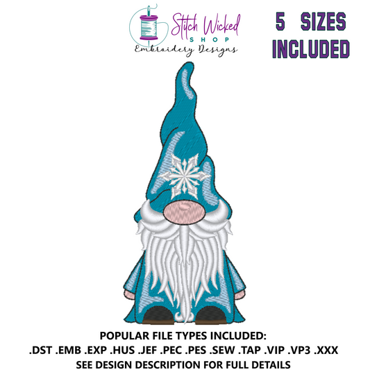 Gnome Machine Embroidery Design, Snowflake Hat 1