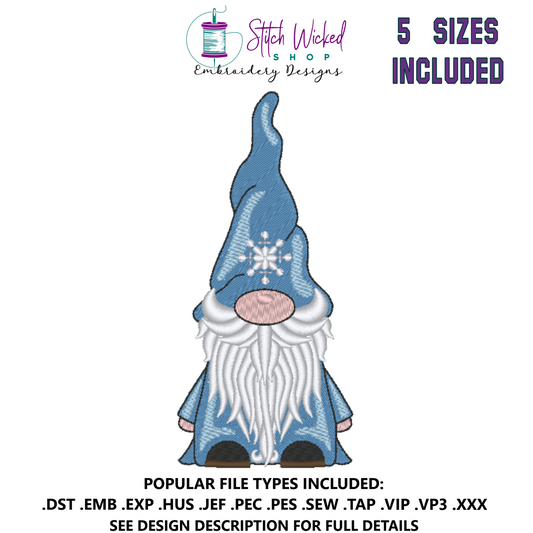 Gnome Machine Embroidery Design, Snowflake Hat 2