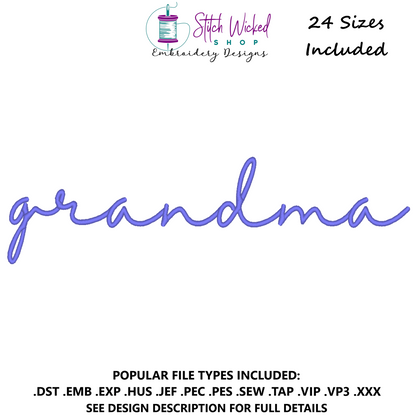 Grandma Script Sweatshirt Embroidery Design