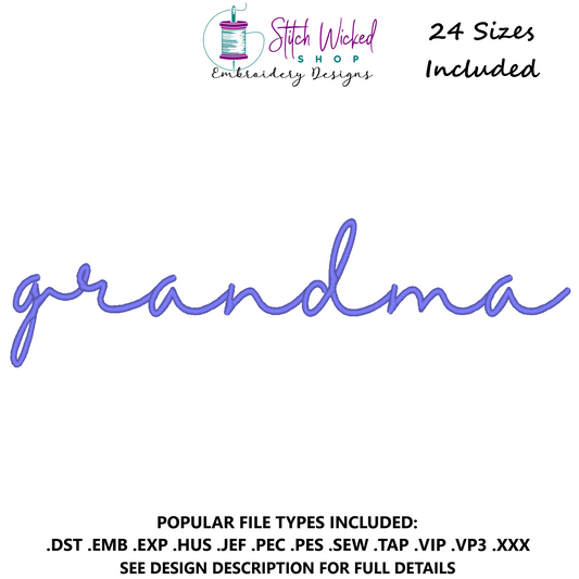 Grandma Script Sweatshirt Embroidery Design