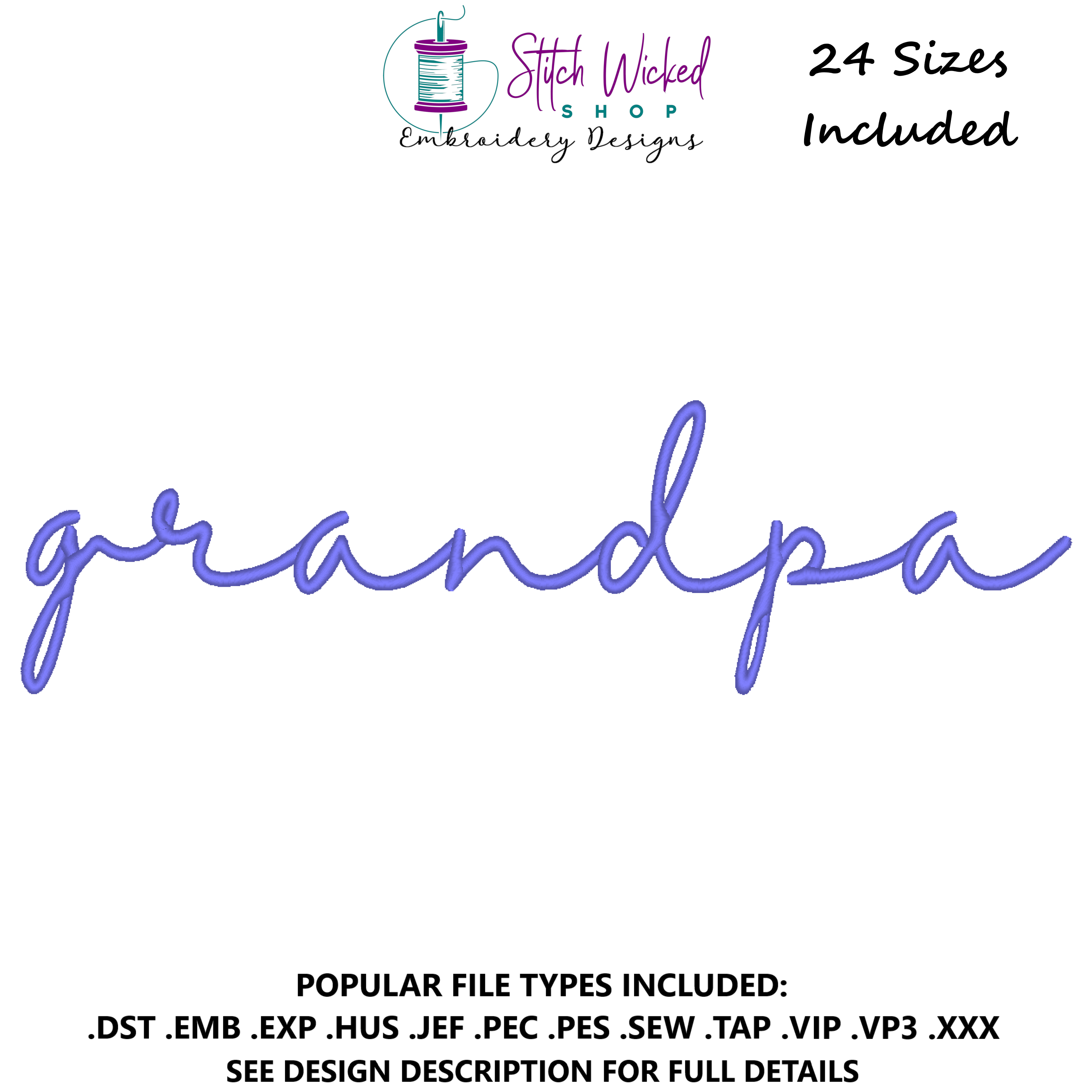 Grandpa Embroidery Design, Grandpa Script Embroidery File, Grandpa Swe ...