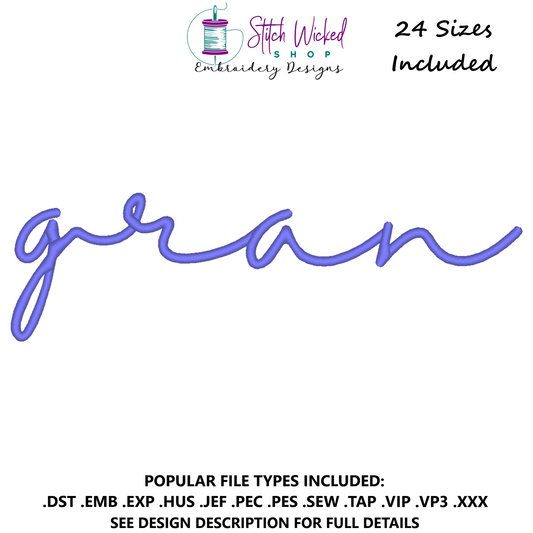 Gran Script Sweatshirt Embroidery Design