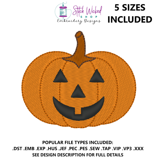 Jack O Lantern Halloween Machine Embroidery Design, Face 2