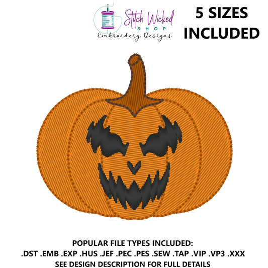 Jack O Lantern Halloween Machine Embroidery Design, Face 3