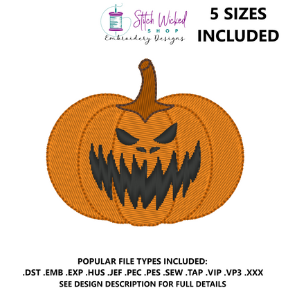 Jack O Lantern Halloween Machine Embroidery Design, Face 11