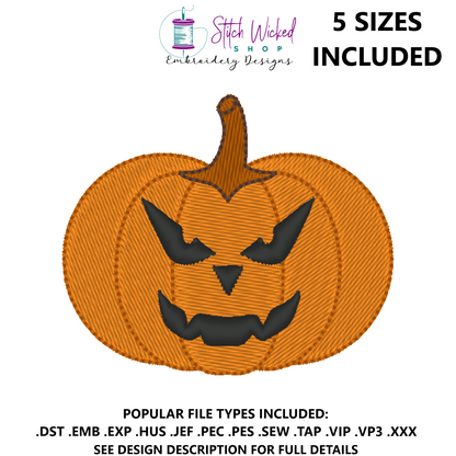 Jack O Lantern Halloween Machine Embroidery Design, Face 5