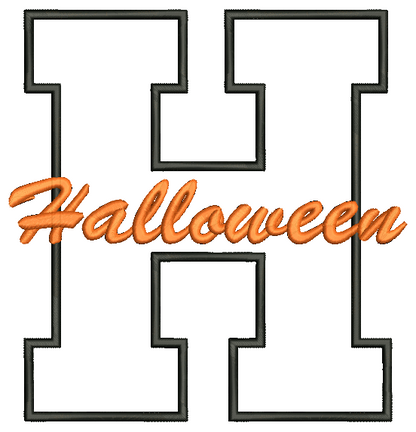 Halloween Varsity Letter H Applique Embroidery Design, 11 Sizes Included