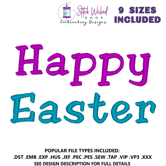 Happy Easter Serif Font Machine Embroidery Design - Stitch Wicked Shop
