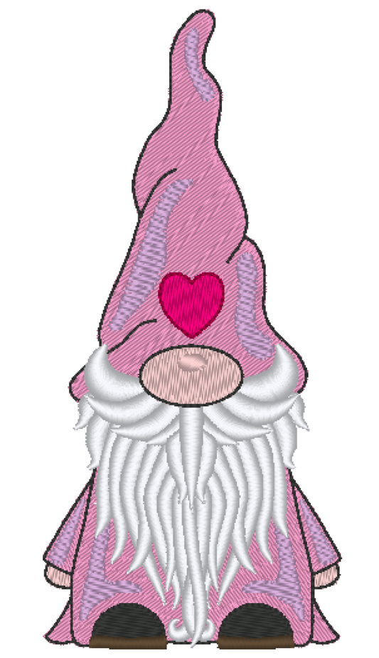Gnome Machine Embroidery Design, Gnome with Heart Hat
