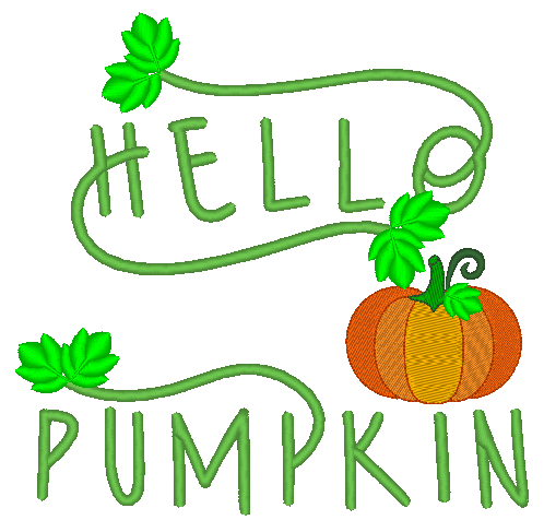 Hello Pumpkin Machine Embroidery Design