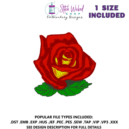 Hybrid Tea Rose Machine Embroidery Design - Stitch Wicked Shop
