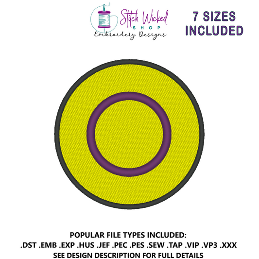 Intersex Circle Pride Flag Embroidery Design, Circle Pride Flag Patch, 7 Sizes Included